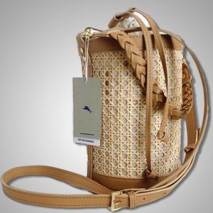 Tommy Bahama Cane Rattan Bucket Handbag NWT